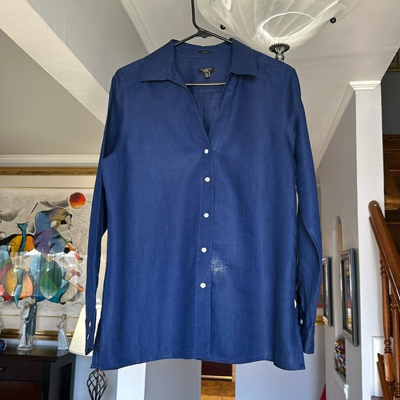 Talbots 100% Linen Tunic Blouse Sz 14 - Picture 4 of 7